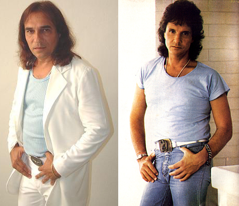 Carlos Evanney em 2005, e Roberto Carlos em 1985: qualquer semelhança não é mera coincidência